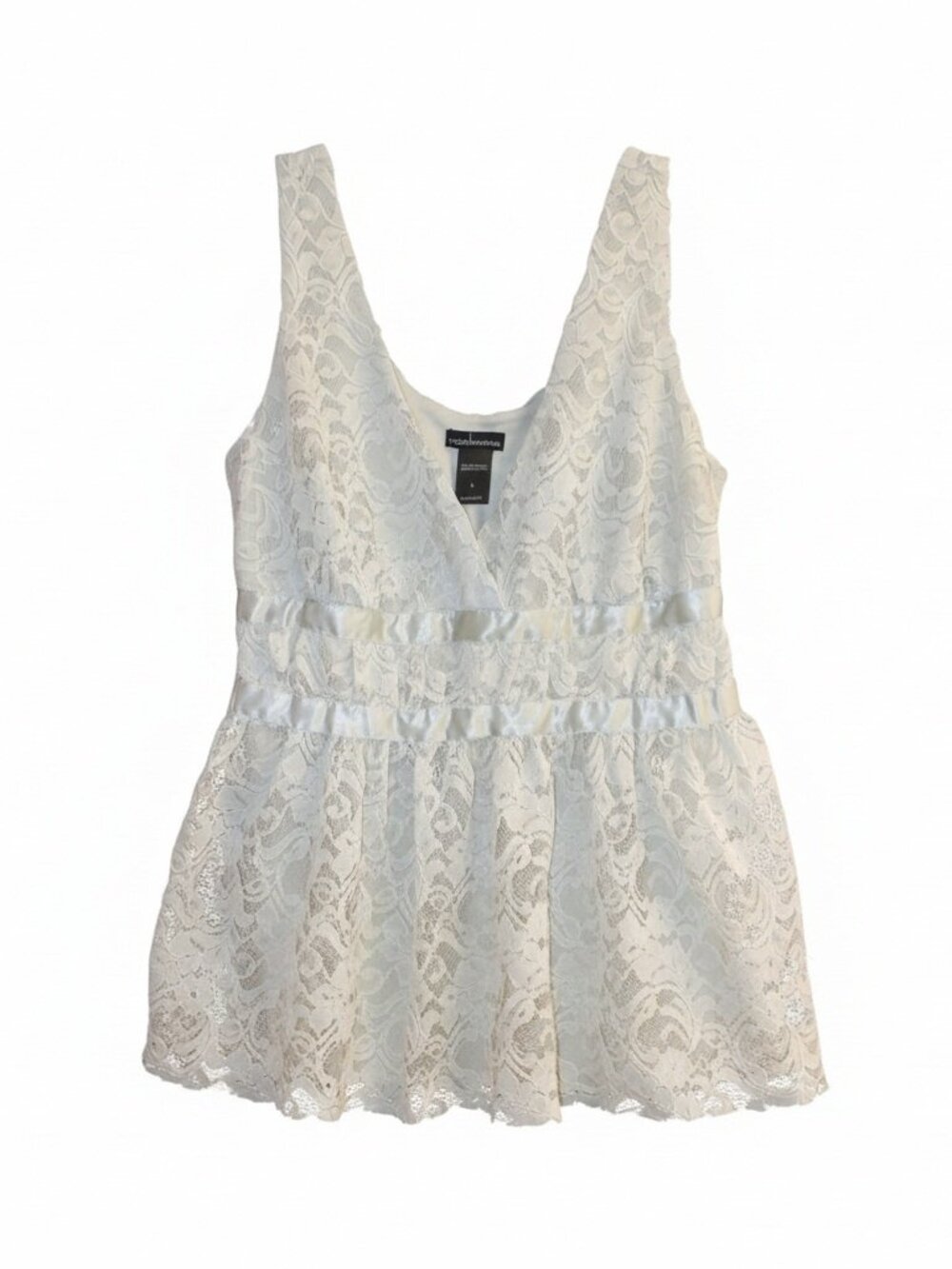 VTG Y2 MODA Light Green Babydoll Lace Top Large Milkmaid Fairy Coquette Lined
